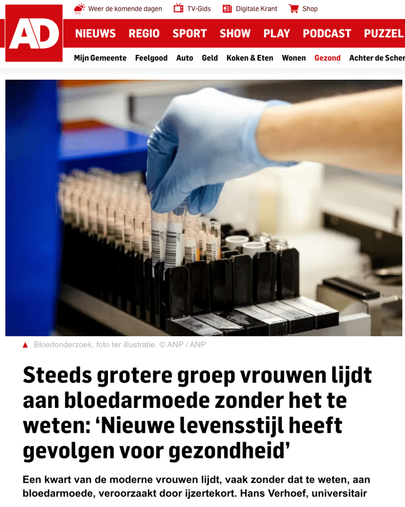 Krantenartikel van het Algemeen Dagblad over de gevolgen van het minderen van rood vlees